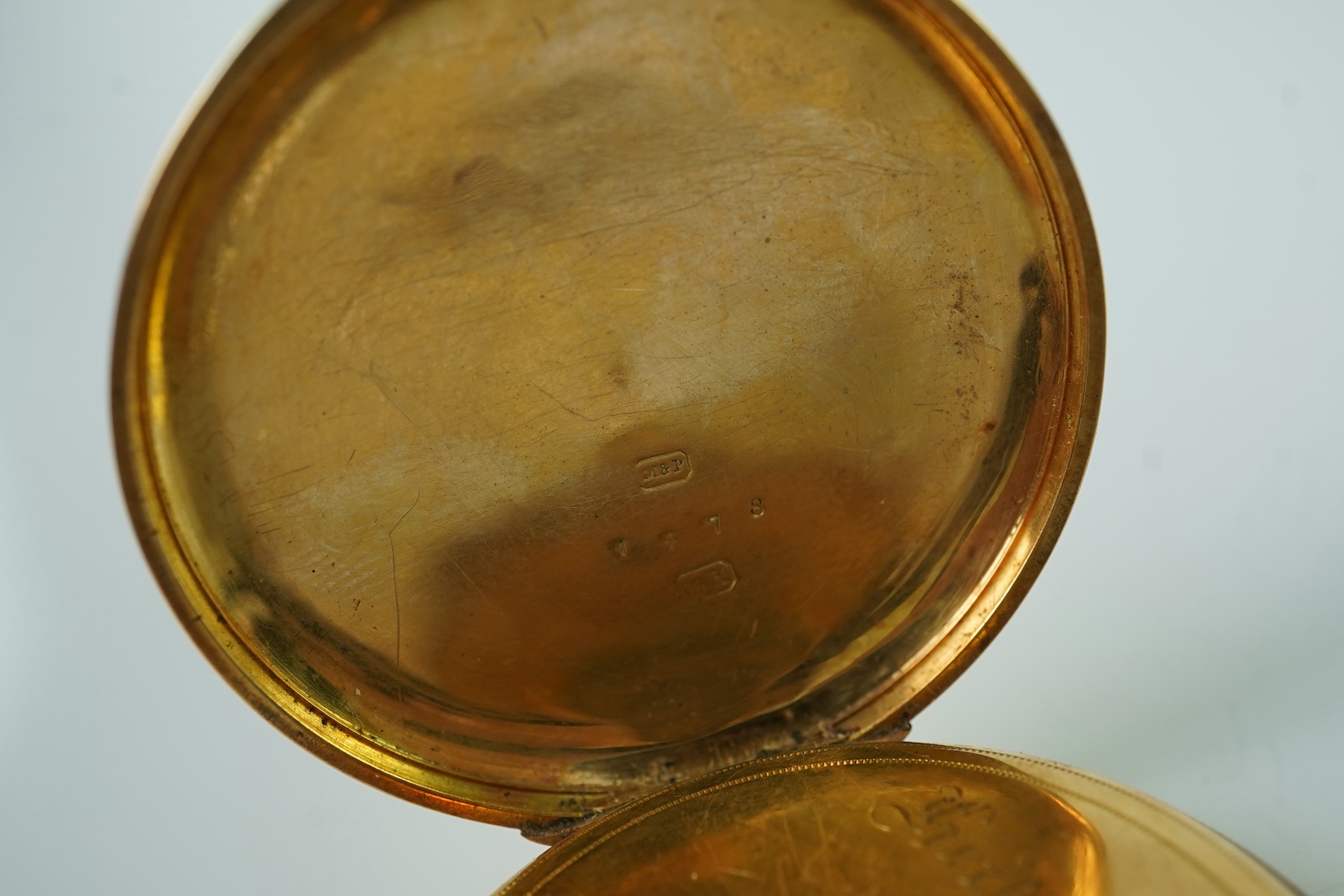 A 19th century Swiss Geil & Hess engine turned 18k open faced lever pocket watch